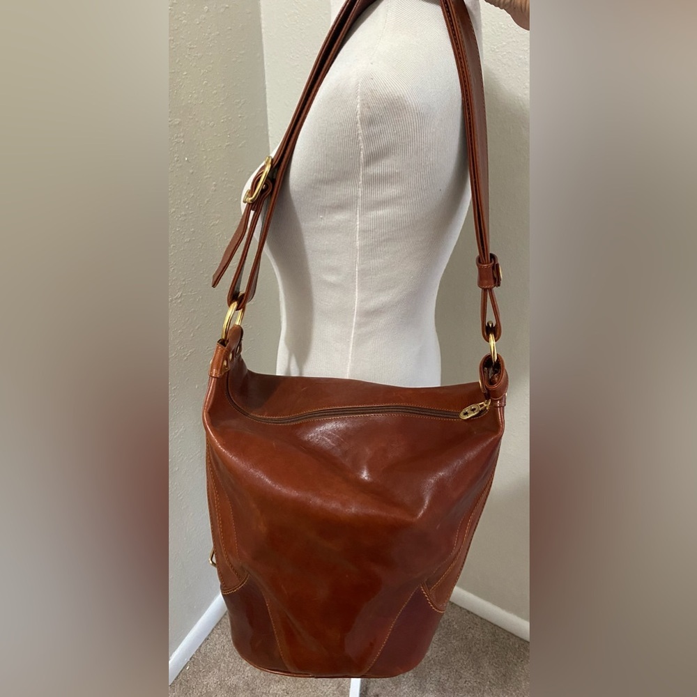 Marino Orlandi Embossed Leather Large Bucket Bag - Excellent Condition